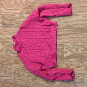 Pilcro Anthropologie pink cable-knit turtleneck sweater oversized cropped XS